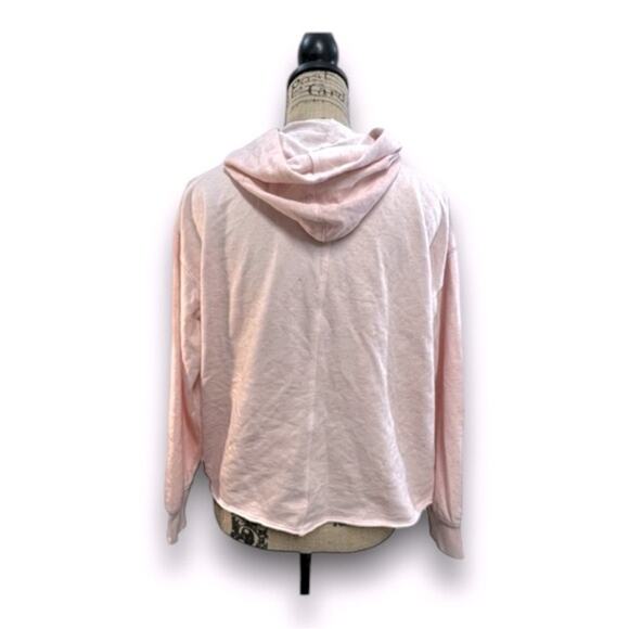 SPLENDID COLLECTION light pink speckled hoodie with frayed hem NWT M - Picture 5 of 11